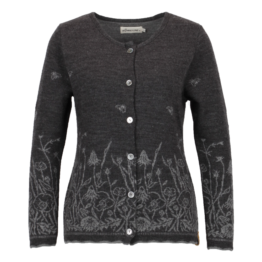 Strickjacke Blumenwiese anthrazit|grau