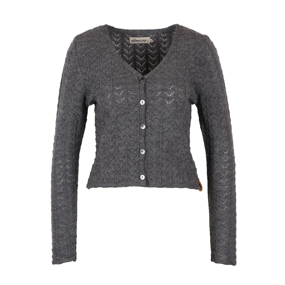 Ajour Kurzjacke | grau mel.
