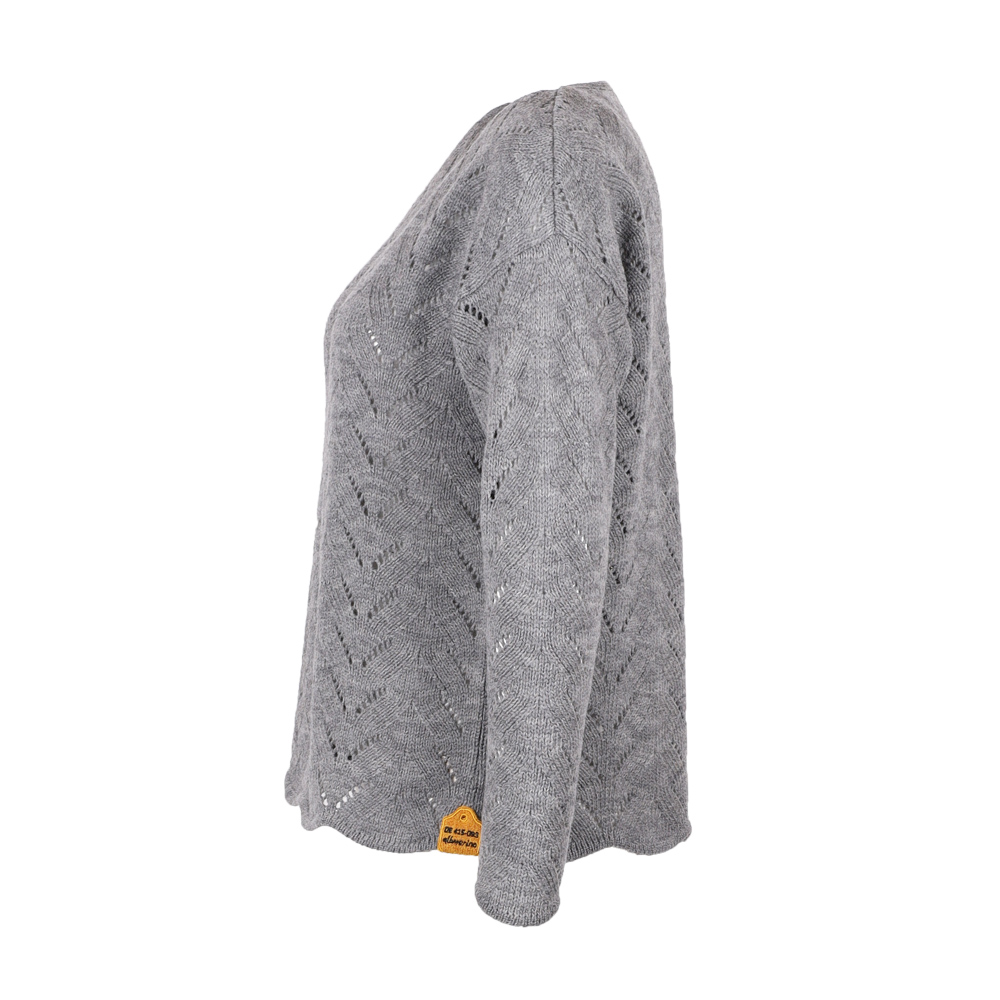 Ajour Oversize Pullover | grau mel.