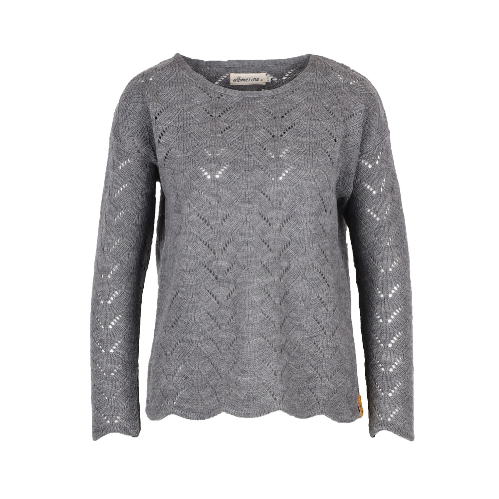Ajour Oversize Pullover | grau mel.