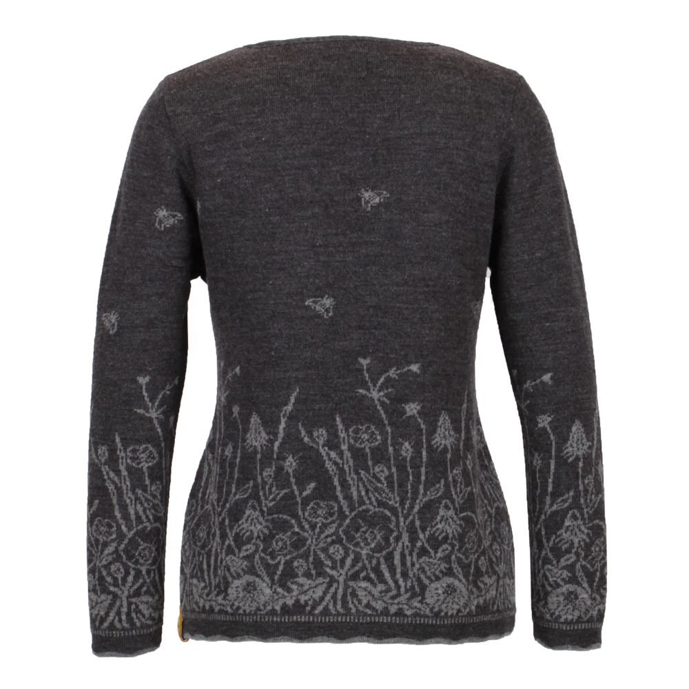 Strickjacke Blumenwiese anthrazit|grau