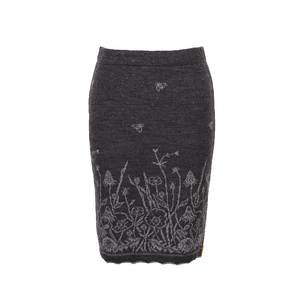 Strickrock Blumenwiese anthrazit|grau