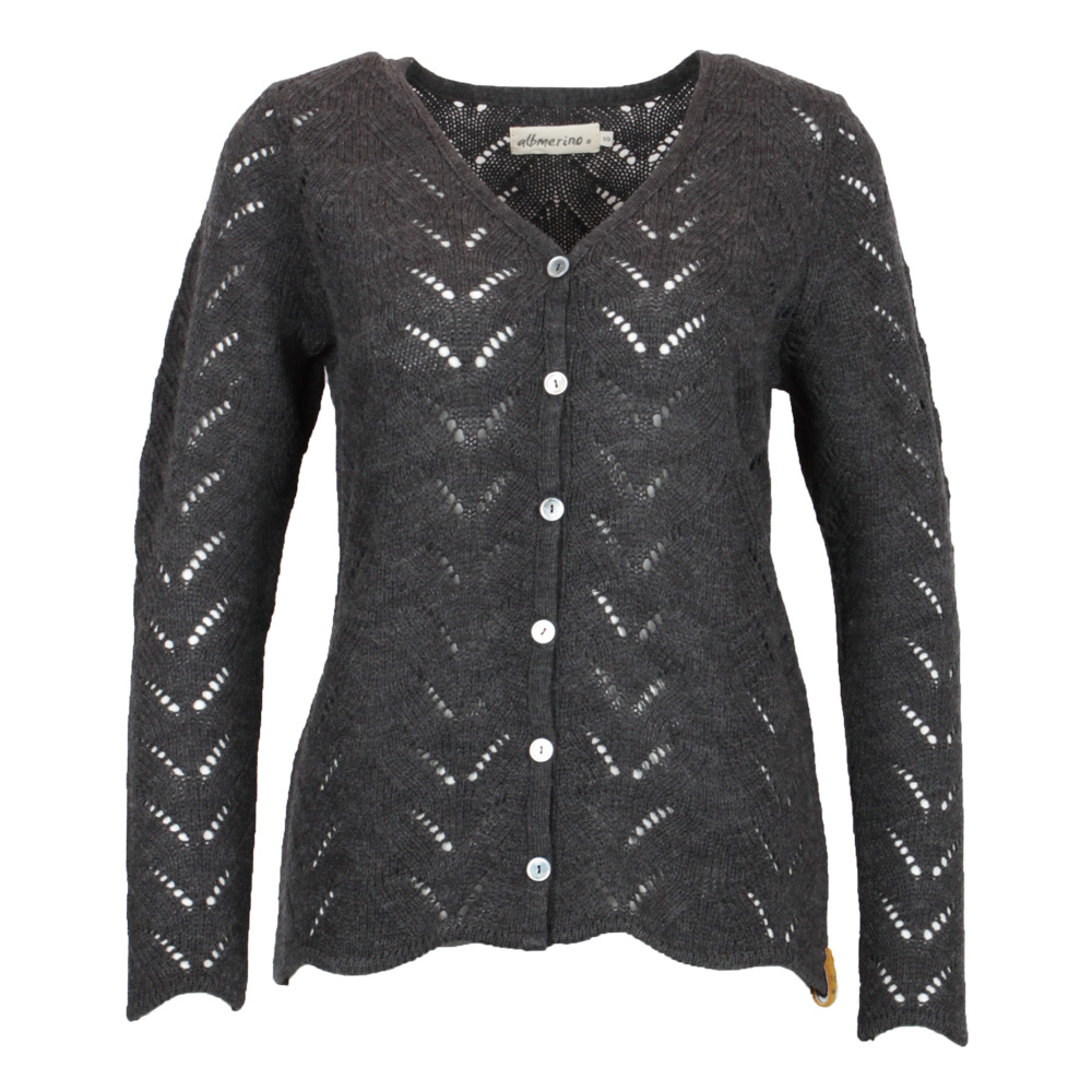 Ajour Strickjacke | anthrazit mel.